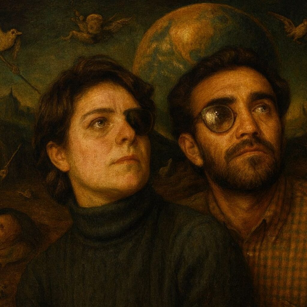 Nilgün Marmara ve Kağan Önal’ın edebi portresi, Bosch esintili arka fonla birlikte