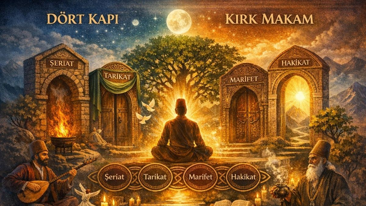 Dört Kapı Kırk Makam İlkesi Alevi öğretisini simgeleyen görsel
