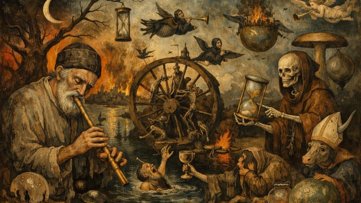 Neyzen Tevfik – Geçer Şiiri Neyzen Tevfik Geçer şiirini simgeleyen Bosch tarzı illüstrasyon