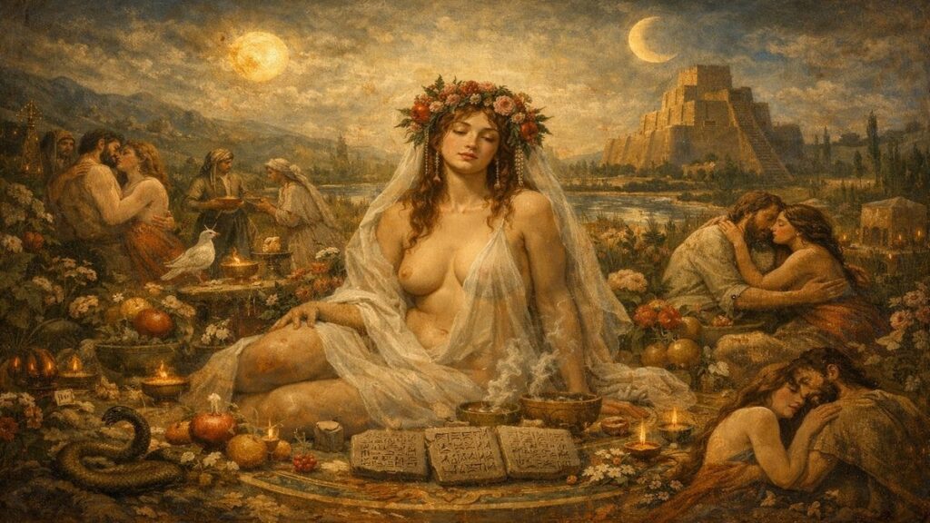 Dört Bin Yıllık Aşk Şiiri’ni simgeleyen, Sümer uygarlığı döneminde geçen aşk ve bereket temalı alegorik sahne