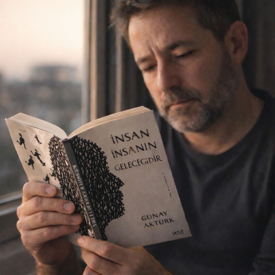 İnsan İnsanın Geleceğidir Yük Taşıyan Bir Okuma Günay Aktürk'ün İnsan İnsanın Geleceğidir kitabının kapak tasarımını gösteren, insan figürlerinden oluşan kalabalık bir yüz silüeti ve düşünsel temalı bir kompozisyon
