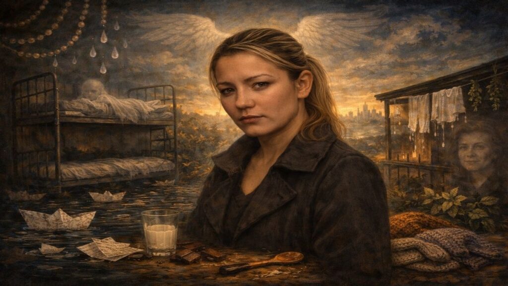 Didem Madak’ın “Siz Aşktan Ne Anlarsınız Bayım” şiirini temsil eden, hüzünlü kadın portresi ve yalnızlık, çocukluk, anne ve imkânsız aşk temalarını simgeleyen alegorik dijital resim