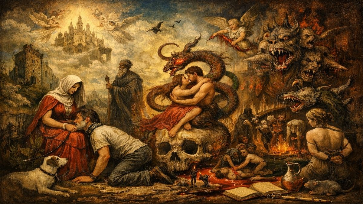 Aşk Köpekliktir – Alegorik Bosch Tarzı Anlatım Aşkın sadakat, teslimiyet, dürtü ve kutsallıkla kirletilişini anlatan, köpeklik metaforu üzerinden kurgulanmış Bosch tarzı alegorik sahne