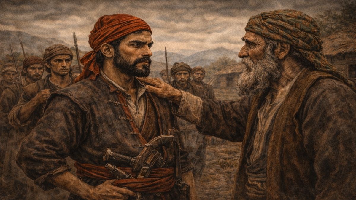 16. yüzyılda Anadolu’da Demirci Veli’nin genç Bahattin’i silahlı mücadelede masumlara dokunmaması konusunda uyardığı tarihsel sahne