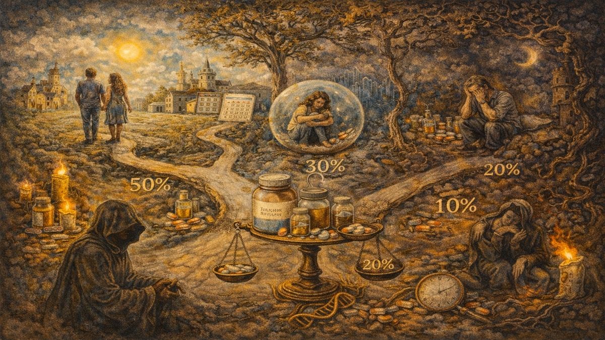 Prognoz ve Uzun Vadeli Görünüm Bipolar bozuklukta tedaviye verilen farklı yanıtları, zaman içindeki ruh hâli döngülerini ve uzun vadeli görünümü tek alegorik sahnede anlatan görsel