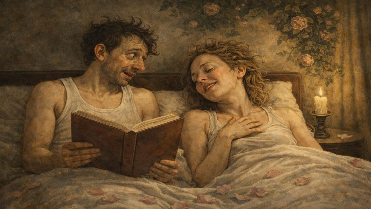 Atlet ve kısa donlu bir adamın, yatak odasında sevgilisiyle birlikte şiir okuduğu; dışarıdan gelen şehir sesleriyle iç dünyanın çakıştığı alegorik sahne