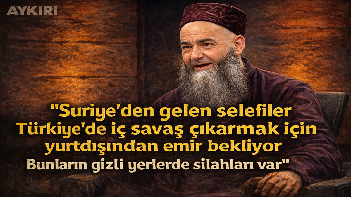 Selefiler kimdir sorusunu tartışan, televizyon programında konuşan sakallı bir din adamının Bosch tarzı dramatik portresi; radikalleşme ve selefi ideoloji tartışmasını simgeleyen görsel.