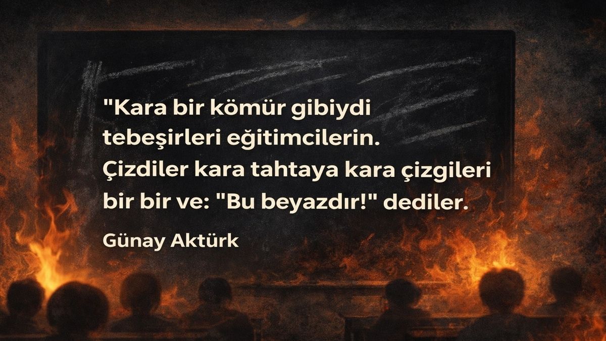 Eğitim adı altında kadercilik ve korku diliyle çocuk zihninin şekillendirilmesini eleştiren Bir Arap Misyonerine yazısı için kara tahta temalı görsel