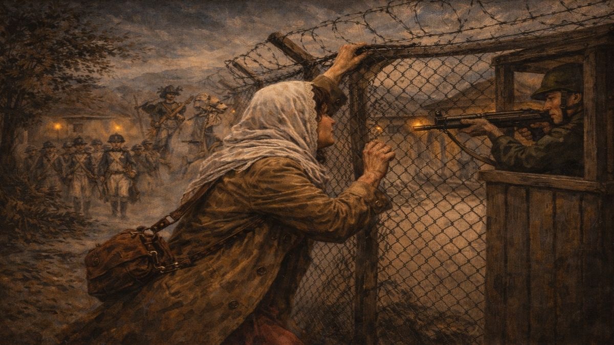 Marilyn ve Rabia – Dağkapı’da Tel Örgüler Marilyn ve Rabia anlatısında Rabia’nın Diyarbakır Dağkapı’da tel örgülere tırmanırken çitin ötesine baktığı ve nöbet kulübesindeki askerin tüfeğini doğrulttuğu alegorik sahne.