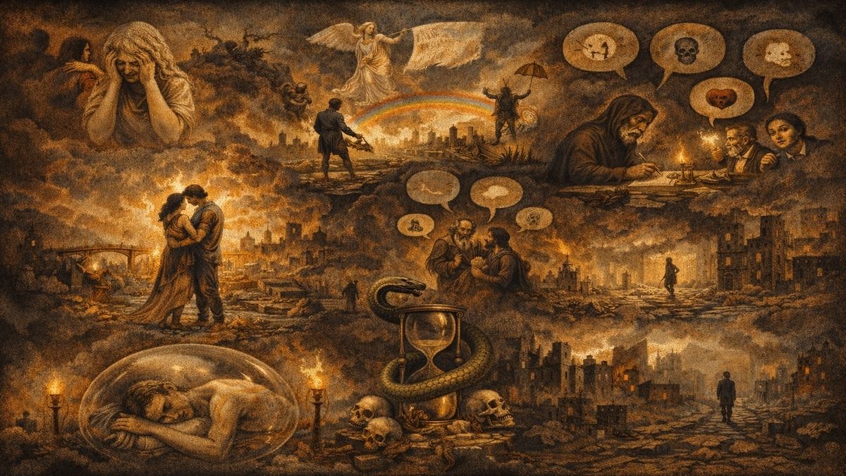 Özdemir Asaf Kimdir sorusunu aşk, insan, toplum ve yalnızlık temalarıyla anlatan sekiz katmanlı alegorik görsel