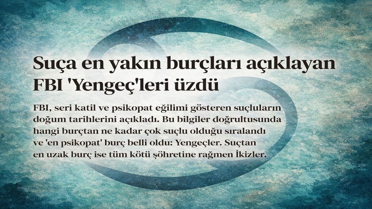 FBI tarafından suça en yakın burçlar iddiasını konu alan, Yengeç burcunu merkezine alan eleştirel astroloji görseli